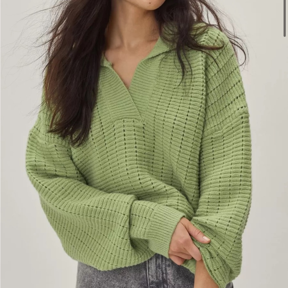 Nasty Gal Open Stitch Collared Sweater